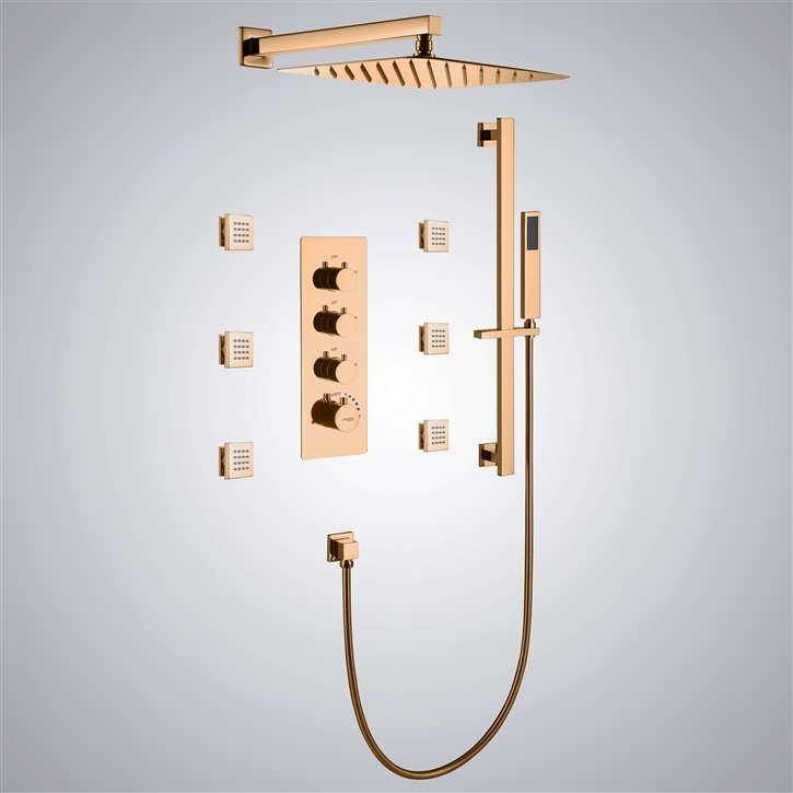 Fontana Alora Elegant & Durable Rose Gold Finish Thermostatic Shower Set