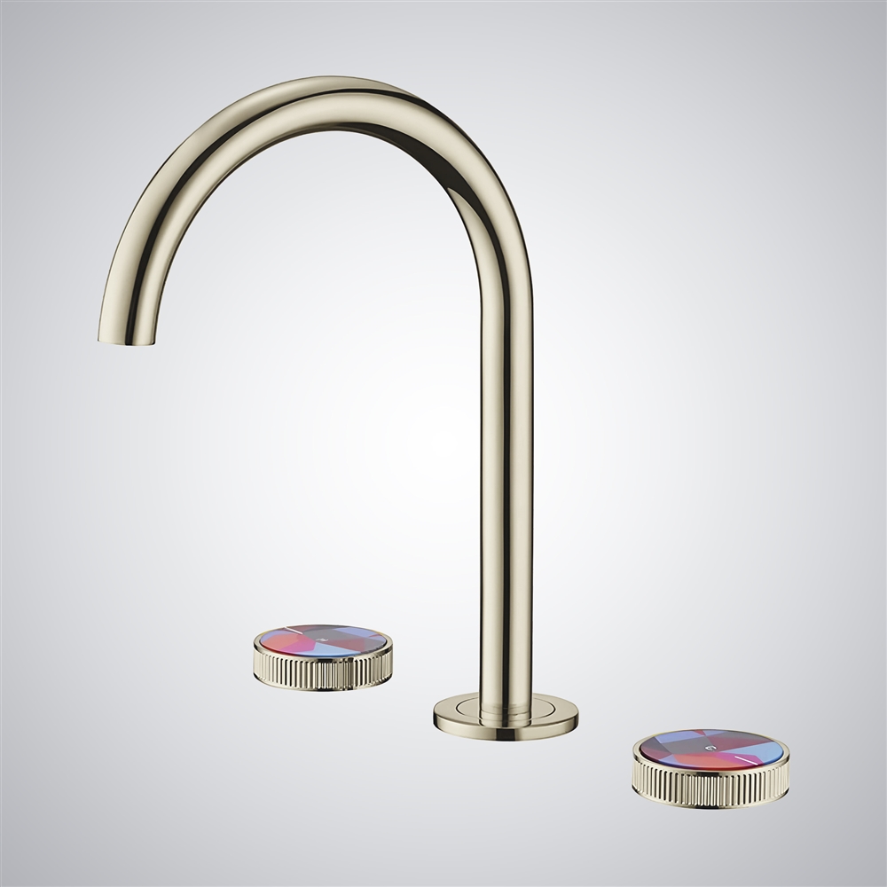 Fontana Blanca Hot & Cold Deck Mounted Champagne Finish Bathroom Sink Faucet