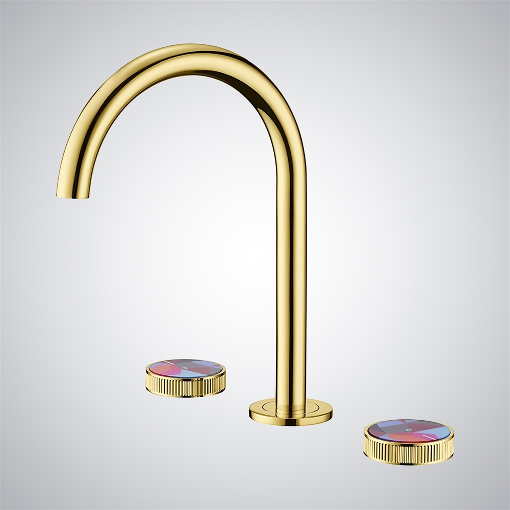 Fontana Blanca Luxe Gold Finish Dual Handle Bathroom Sink Faucet