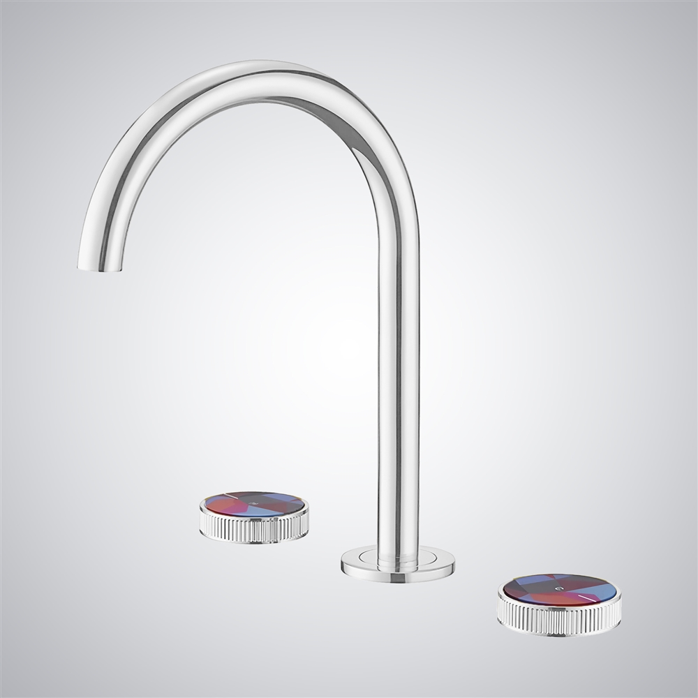 Fontana Blanca Modern Deck Mounted Bathroom Sink Faucet in Matte White Finish