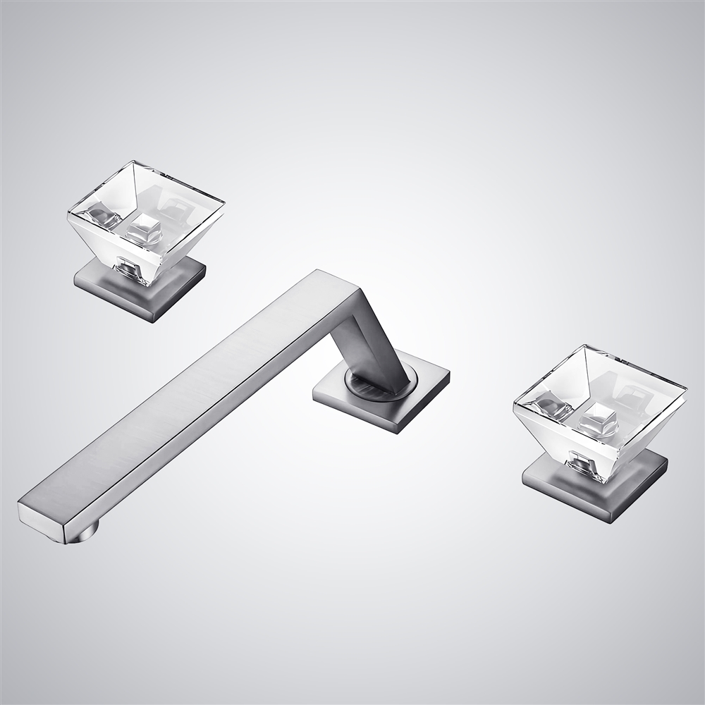 Fontana Sirolo Long Spout Chrome Finish Bathroom Sink Faucet with Dual Crystal Handle
