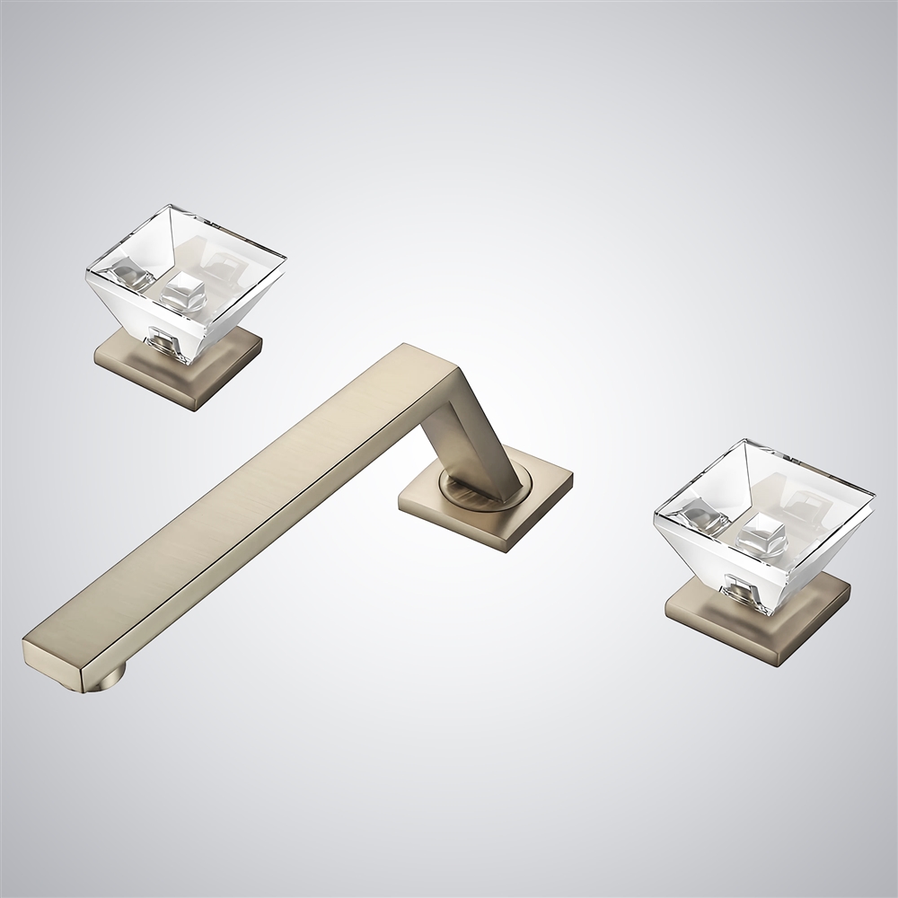 Fontana Sirolo Hot & Cold Champagne Finish Bathroom Sink Faucet With Dual Crystal Handles