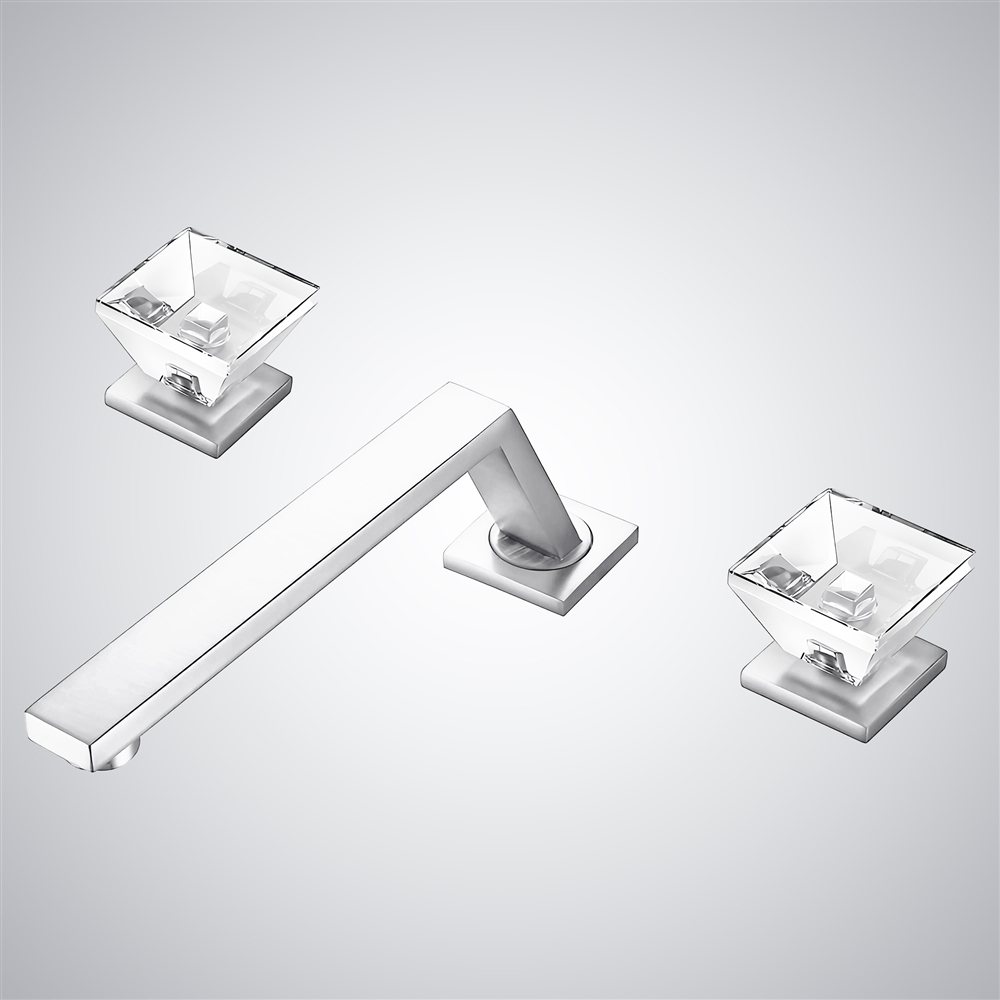 Fontana Sirolo Sleek & Durable Matte White Bathroom Sink Faucet With Dual Crystal Handles