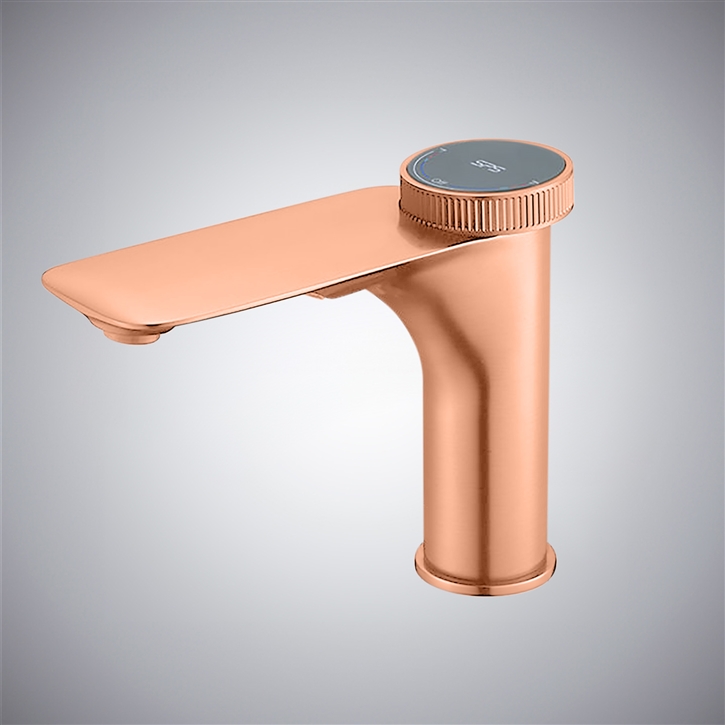 Fontana Ziano Modern Deck Mounted Rose Gold Finish Bathroom Sink Faucet