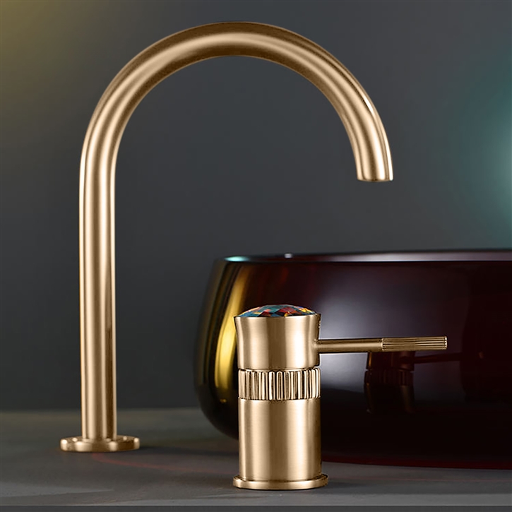 Fontana Albino Eternal Bathroom Sink Faucet With Crystal Handle in Champagne Finish