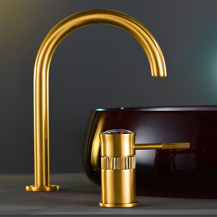 Fontana Albino Luxe Gold Finish Single Lever Crystal Handle Bathroom Sink Faucet