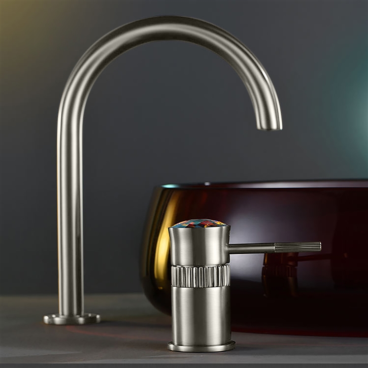 Fontana Albino Eternal Bathroom Sink Faucet With Crystal Handle in Gun Metal Gray Finish