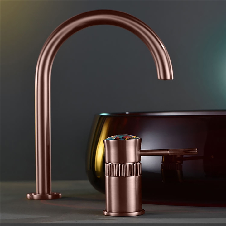 Fontana Albino Classic Oil Rubbed Bronze Finish Bathroom Sink Faucet With Crystal Handle