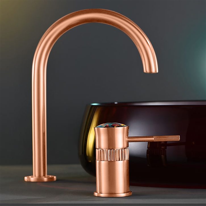 Fontana Albino Timeless Rose Gold Finish Bathroom Sink Faucet With Crystal Handle