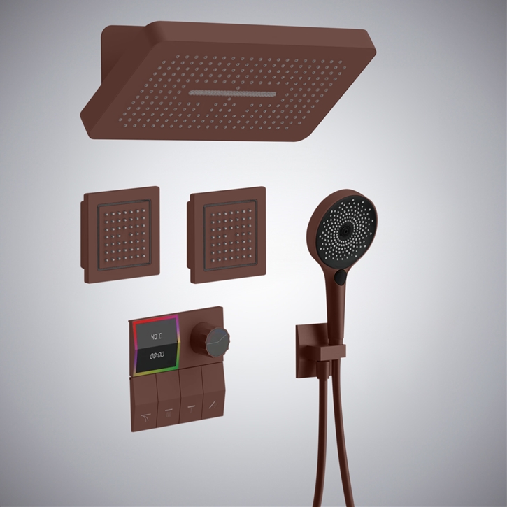 Fontana Guspini Luxury Digital Display Mixer Wall Mounted Shower Set in Oil Rubbed Bronze Finish