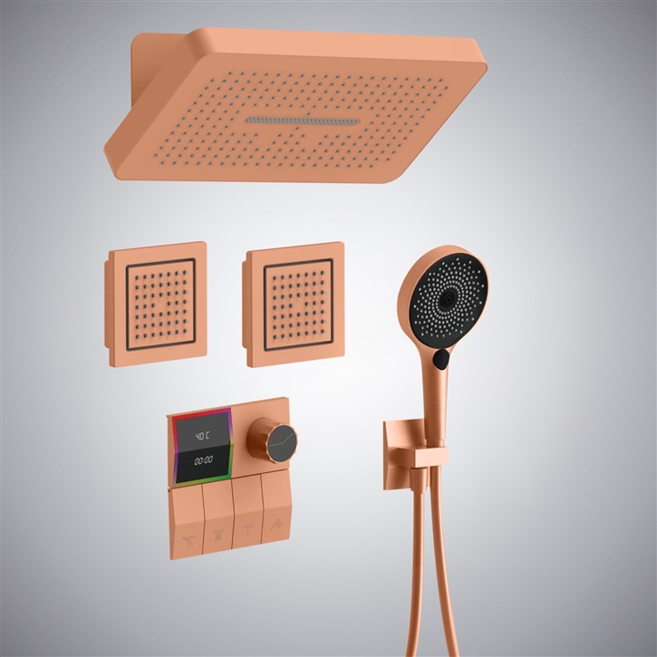 Fontana Guspini Timeless Rose Gold Finish Shower Set With Water Volume Control Feature