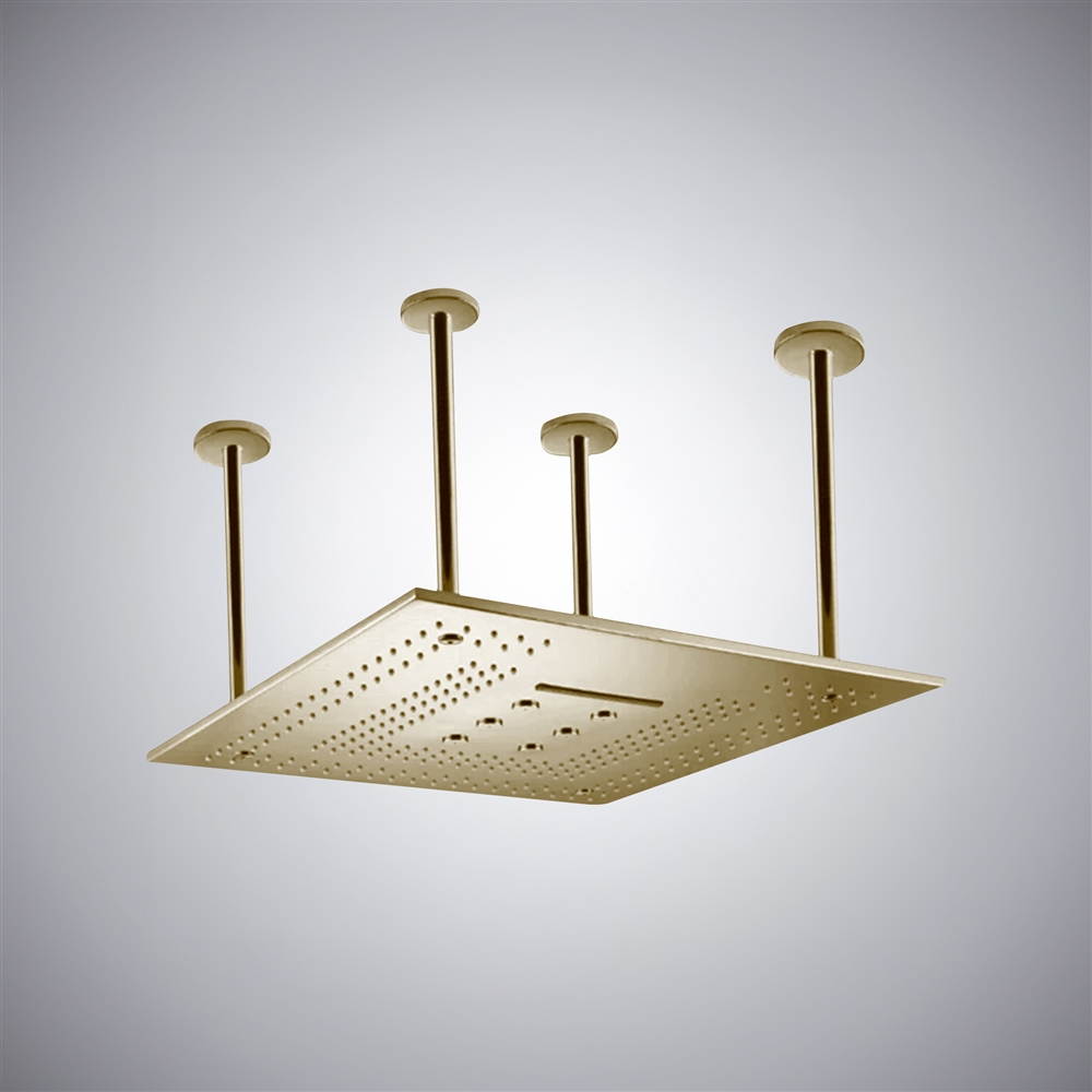 Fontana Molveno Elegant Brushed Gold Finish 24" Ceiling Mounted Shower Head