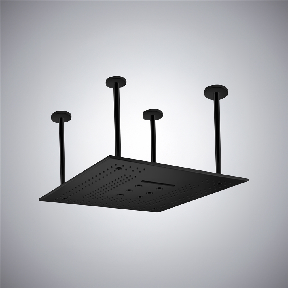 Fontana Molveno Refined 24" Ceiling Mounted Rainfall Shower Head in Matte Black Finish