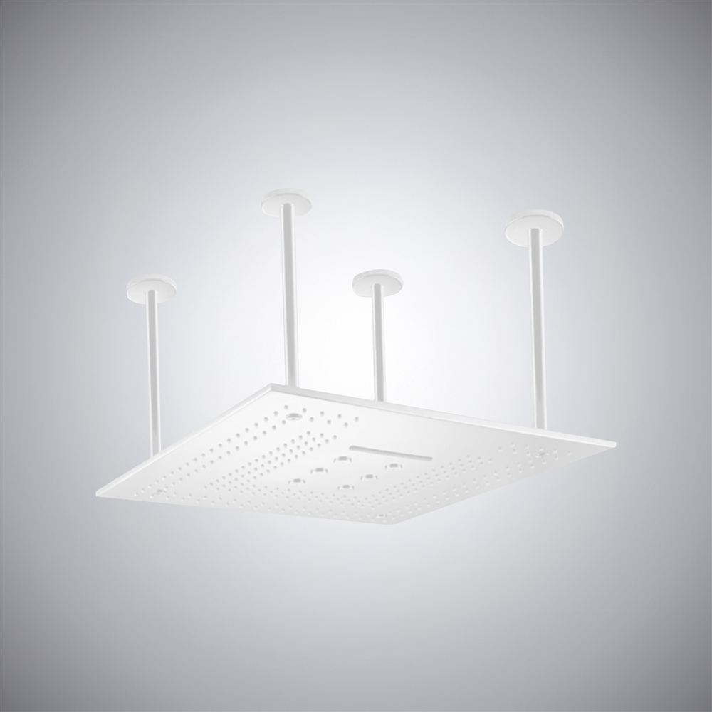 Fontana Molveno Plush Ceiling Mounted 24" Rainfall Shower Head in Matte White Finish