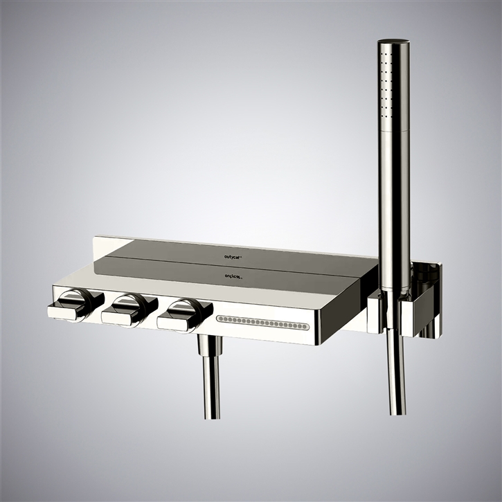 Fontana Dervio Timeless Gun Metal Gray Finish Wall Mounted Bathtub Faucet With Handheld Rain Shower