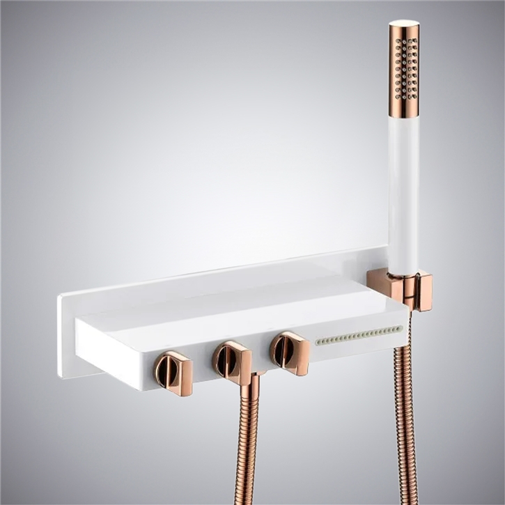 Fontana Dervio Perennial Wall Mounted Bathtub Faucet With Handheld Rain Shower in Matte White Finish