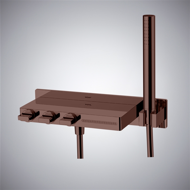 Fontana Dervio Eternal Oil Rubbed Bronze Wall Mounted Bathtub Faucet With Handheld Rain Shower