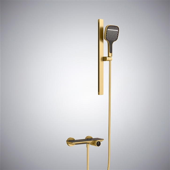 Fontana NÃ­jar Modern Brushed Gold Finish Single Handle Bathtub Faucet With Storage Bar