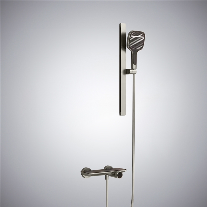 Fontana Nijar Modern Gun Metal Gray Finish Wall Mounted Shower Faucet with Handheld Rain Shower
