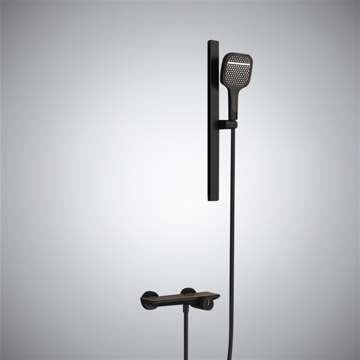 Fontana Nijar Voguish Wall Mounted Shower Faucet with Shelf in Matte Black Finish