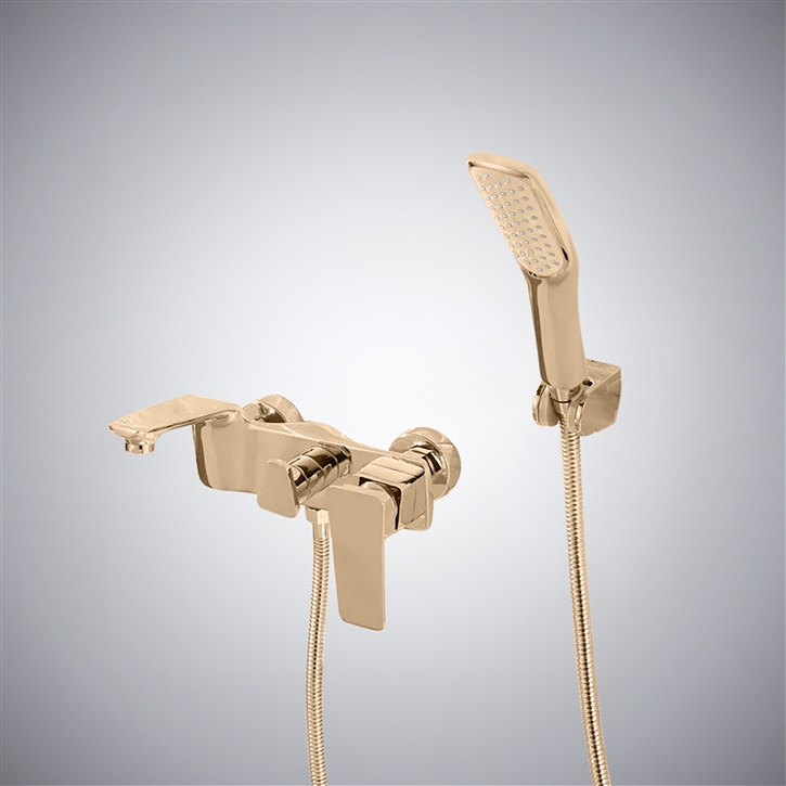 Fontana Illora Grandeur Champagne Finish Hot & Cold Bathtub Shower Faucet With Handheld Shower