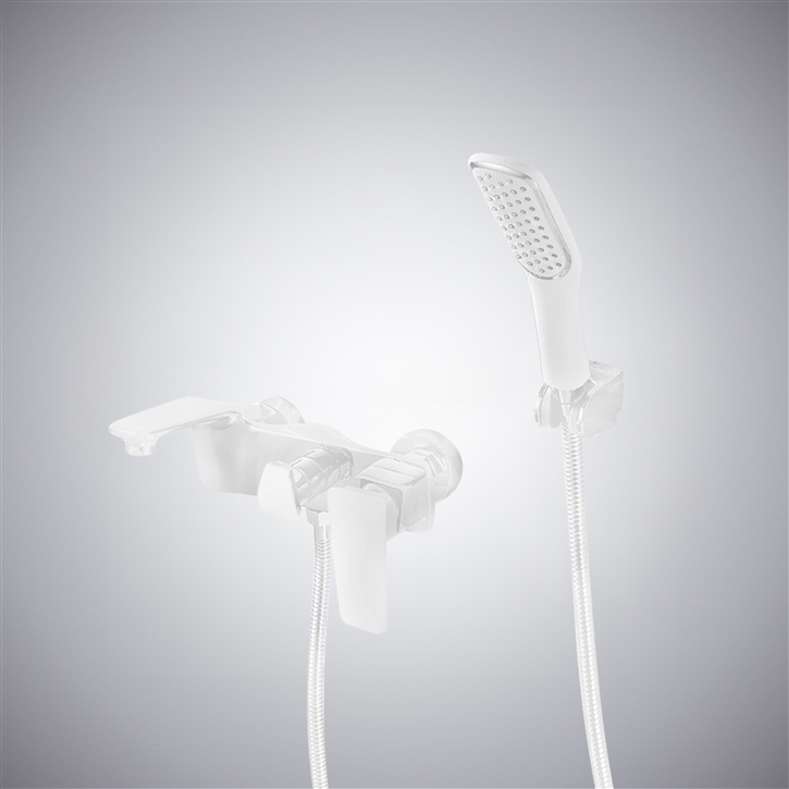 Fontana Illora Eternal Hot & Cold Bathtub Shower Faucet With Handheld Shower in  Matte White Finish