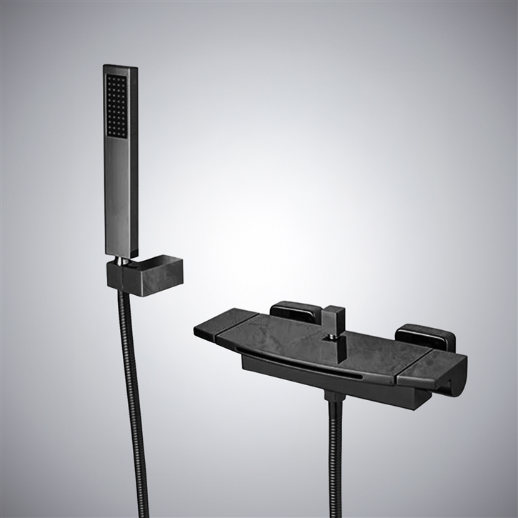 Fontana CehegÃ­n Modern Wall Mounted Brushed Nickel Bathtub Faucet With Rain Handshower