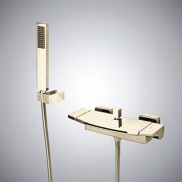 Fontana CehegÃ­n Suave Champagne Finish Wall Mounted Bathtub Faucet With Handheld Shower