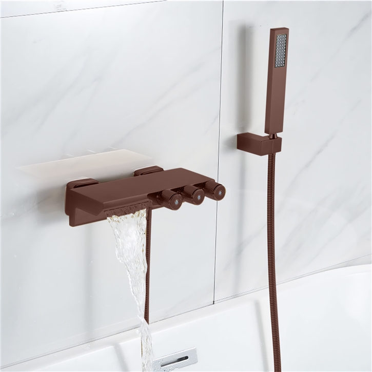 Fontana Estepa Classic Oil Rubbed Bronze 8 Inches Wall Mounted Bathtub Faucet With Handheld Shower