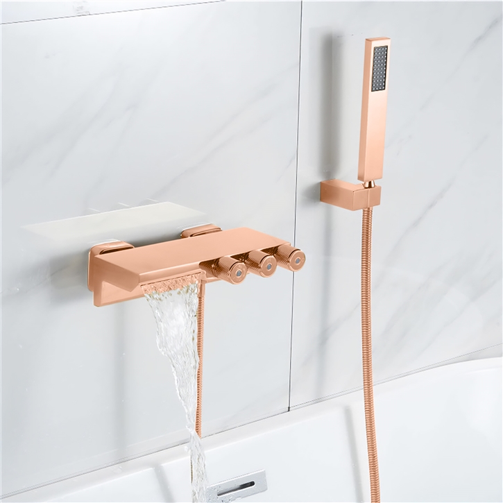 Fontana Estepa Timeless Rose Gold 8 Inches Wall Mounted Bathtub Faucet With Handheld Shower