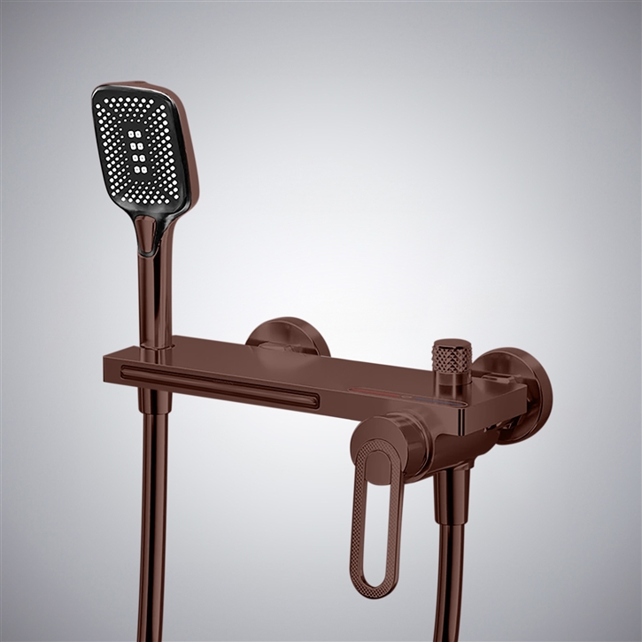 Fontana VerÃ­n Contemporary Waterfall Wall Mounted Oil Rubbed Bronze Bathtub Faucet With Storage Bar