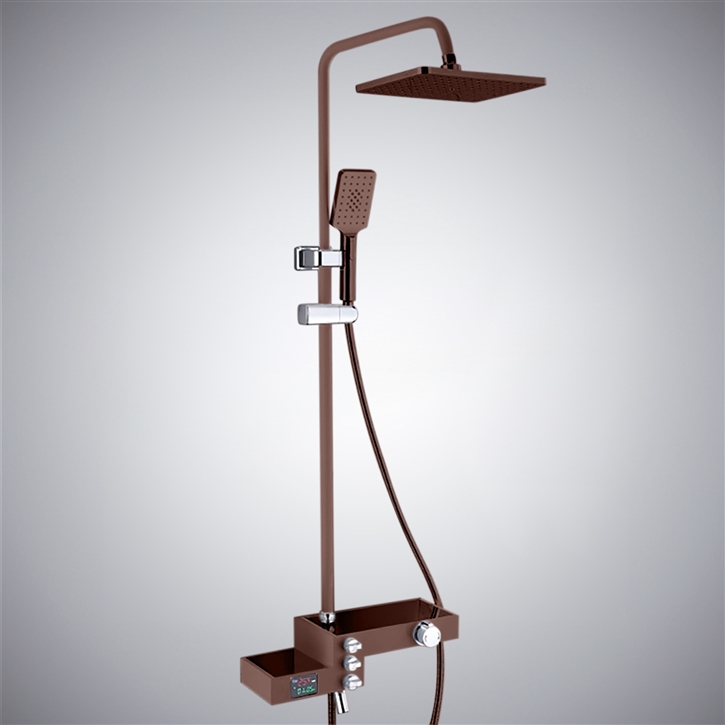 Fontana Arnedo Indulgence Wall Mounted 12 Inch Shower Set With Multiple Storage Bar in Oil Rubbed Bronze Finish