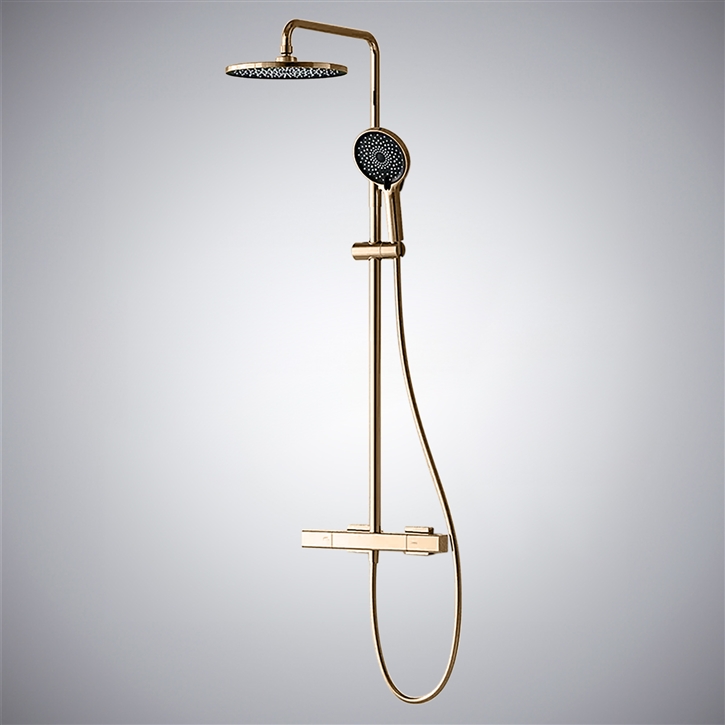 Fontana Cabiate Elegant Flow Champagne Finish Shower Set With Faucet & Handshower
