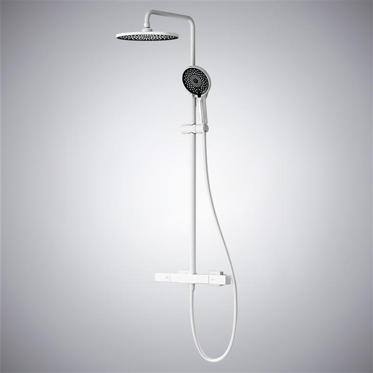 Fontana Cabiate Wall Mounted 3 Way Rainfall Shower Set In Pure Matte White Finish