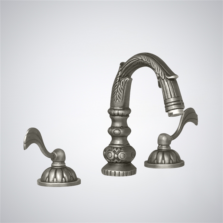 Fontana Aviles Elegant Gun Metal Grey Deck Mounted Dual Handle Sink Faucet