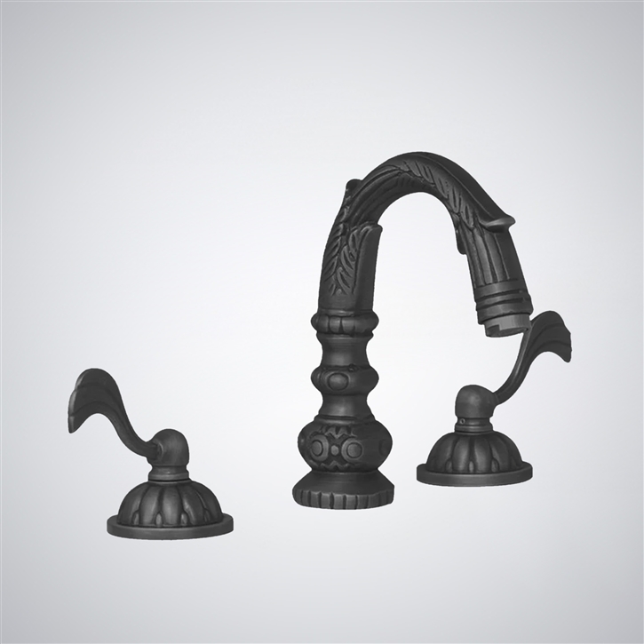 Fontana Aviles Elegant Matte Black Dual Handle Antique Sink Faucet