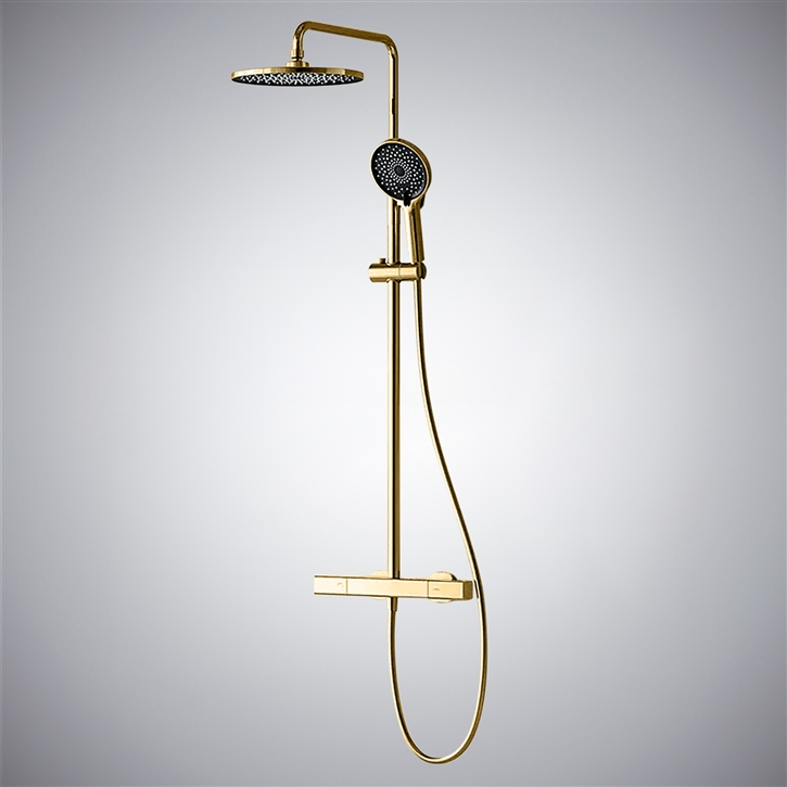 Fontana Nave Multifunction Shower Set In Luxe Brushed Gold Finish