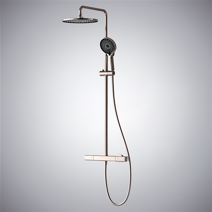 Fontana Nave Modern & Minimalist Brushed Nickel 4 Way Shower Set With Hand Shower & Jet