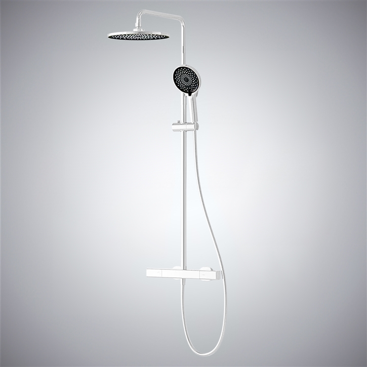 Fontana Nave Adjustable Wall Mounted 4 Way Rainfall Shower Set In Pure Matte White Finish