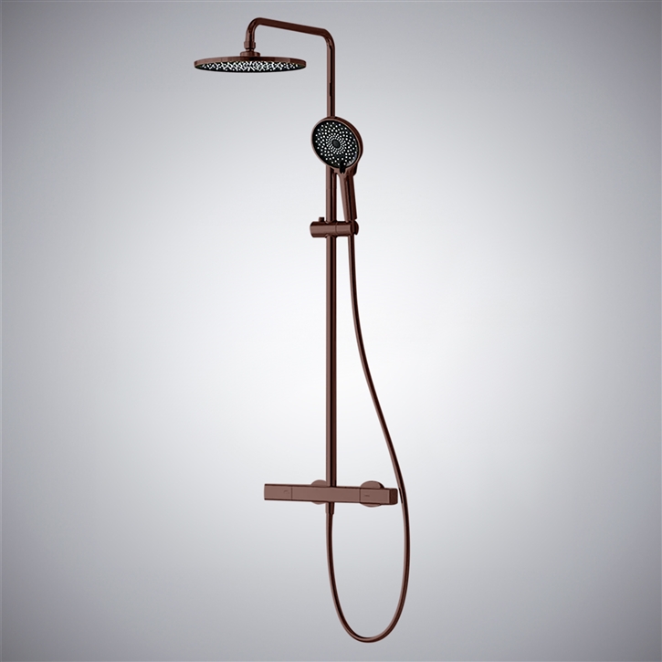 Fontana Nave Royal Flow 4 Way Shower Set With Thermostatic Valve In Oil Rubbed Bronze