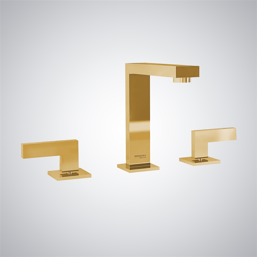 Fontana Aidone Coeval Gold Finish Deck Mounted Bathroom Sink Faucet with Dual Handle