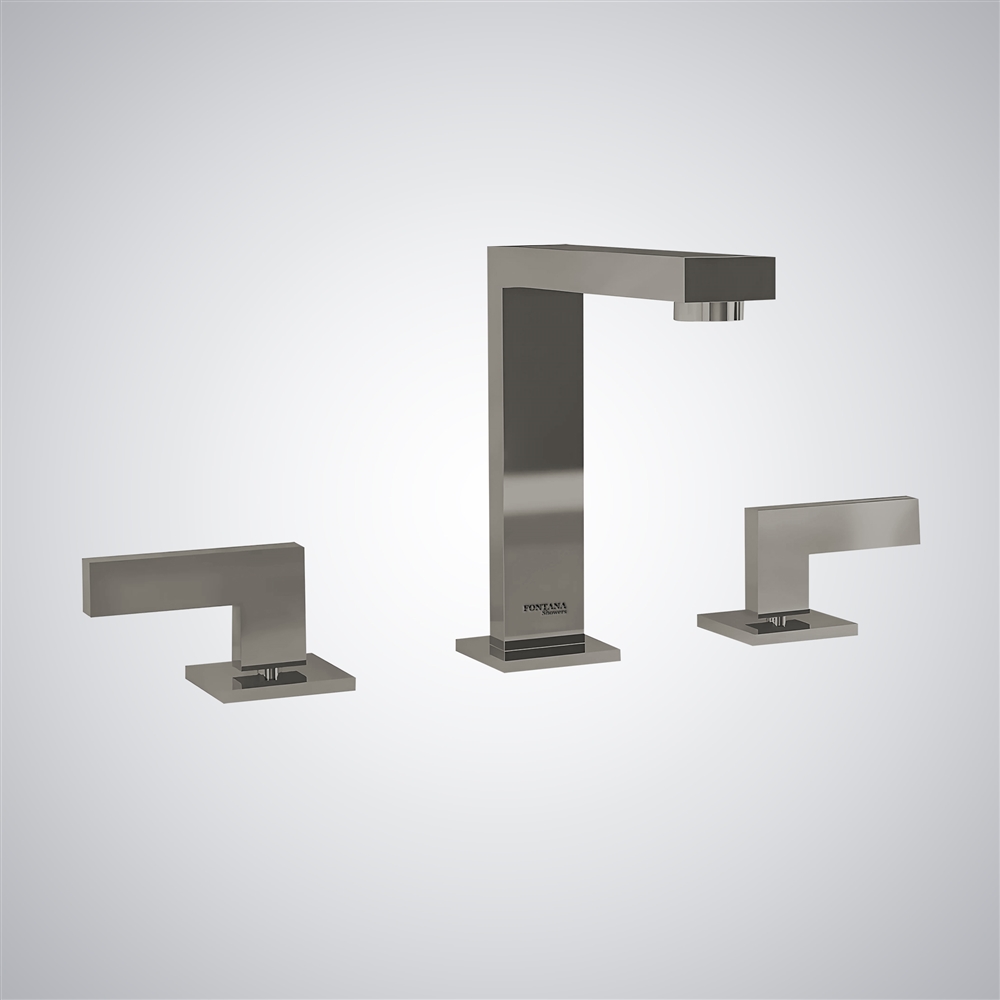 Fontana Aidone Asthetic Gun Metal Gray Finish Bathroom Sink Faucet Hot & Cold Functional with Dual Handle
