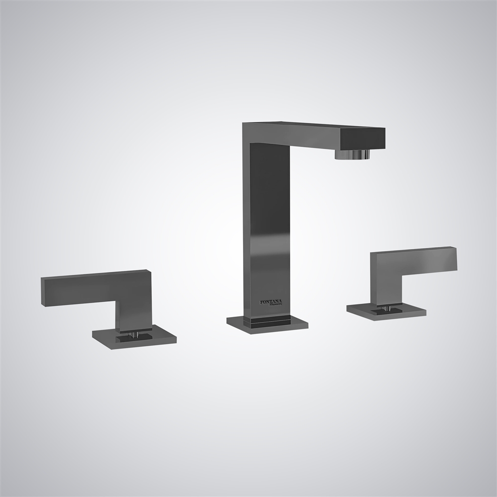 Fontana Aidone Elegant Matte Black Finish Bathroom Sink Faucet Hot & Cold Functional with Dual Handle
