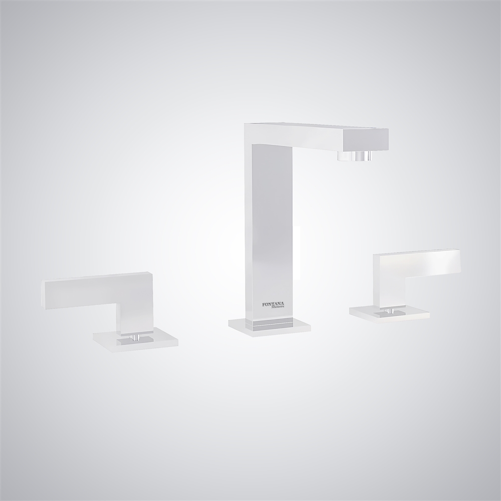 Fontana Aidone Modern Matte White Finish Bathroom Sink Faucet Hot & Cold Functional with Dual Handle