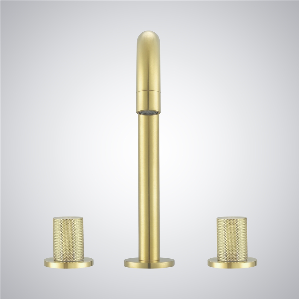 Fontana Bagnara Classic Deck Mounted Bathroom Sink Faucet with Dual Knob in Brushed Gold Finish