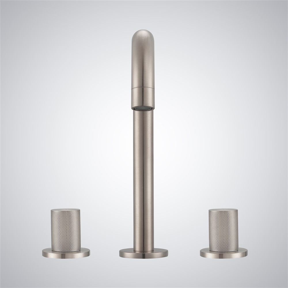 Fontana Bagnara Stylish Brushed Nickel Finish Deck Mounted Bathroom Sink Faucet with Dual Knob