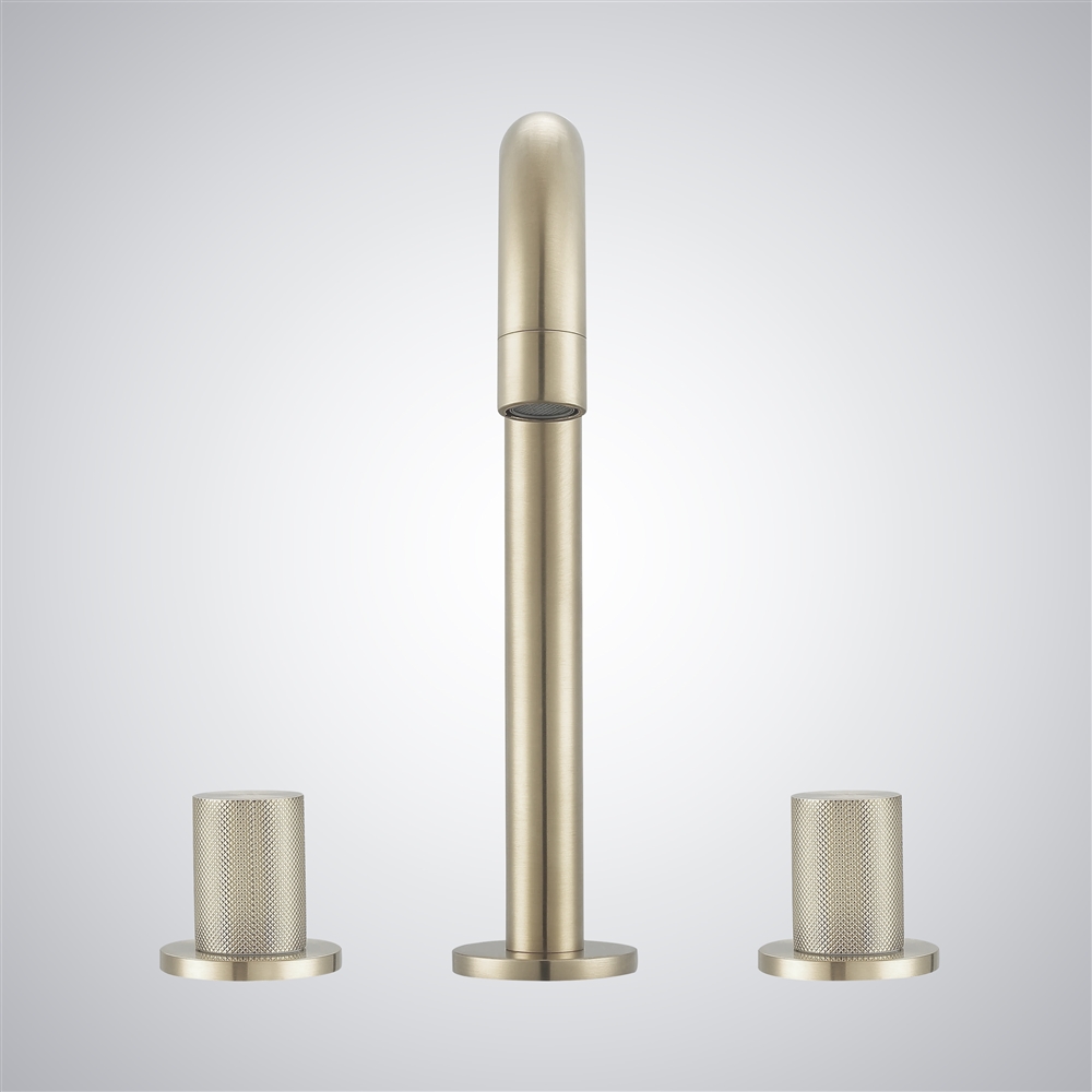 Fontana Bagnara Modern Deck Mounted Bathroom Sink Faucet with Dual Knob in Champagne Finish