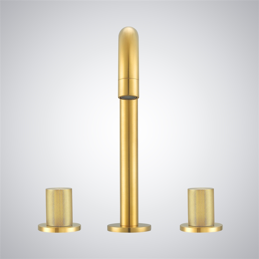 Fontana Bagnara Sophesticated Deck Mounted Bathroom Sink Faucet with Dual Knob in Gold Finish