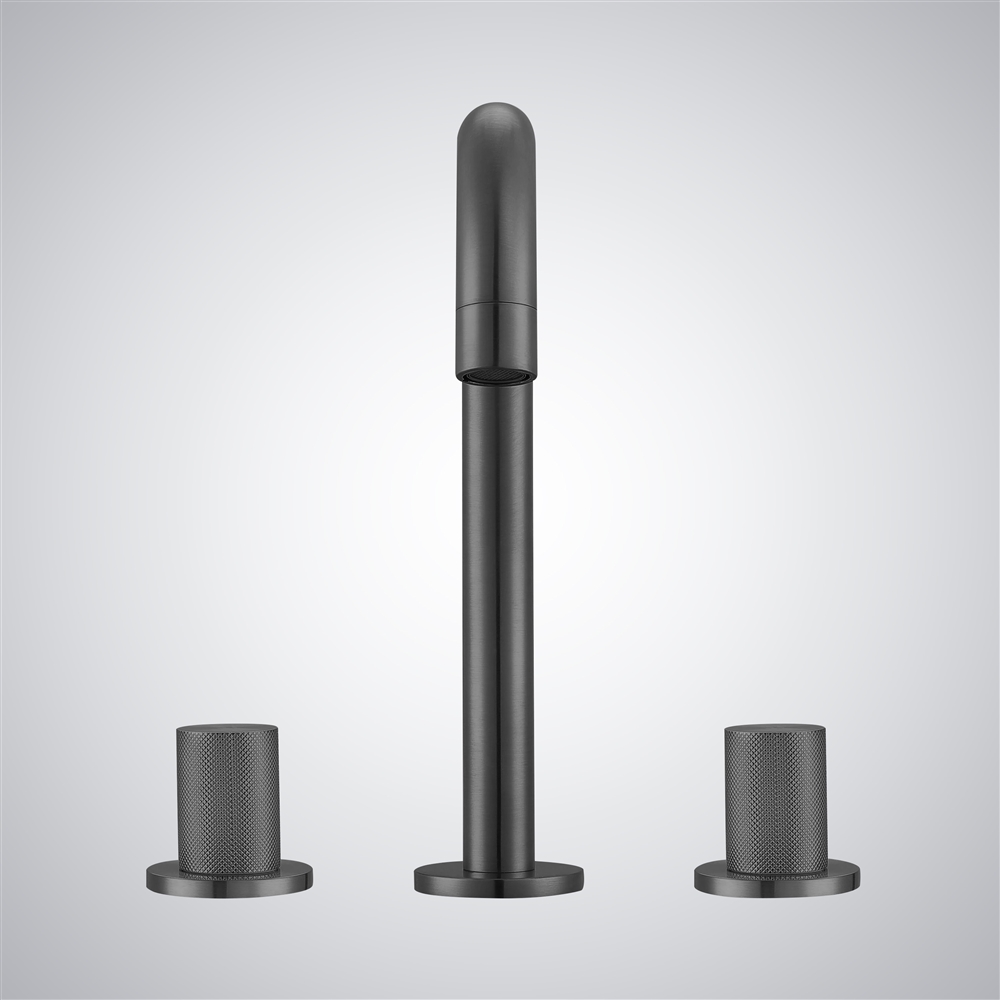 Fontana Bagnara Asthetic Matte Black Finish Deck Mounted Bathroom Sink Faucet with Dual Knob