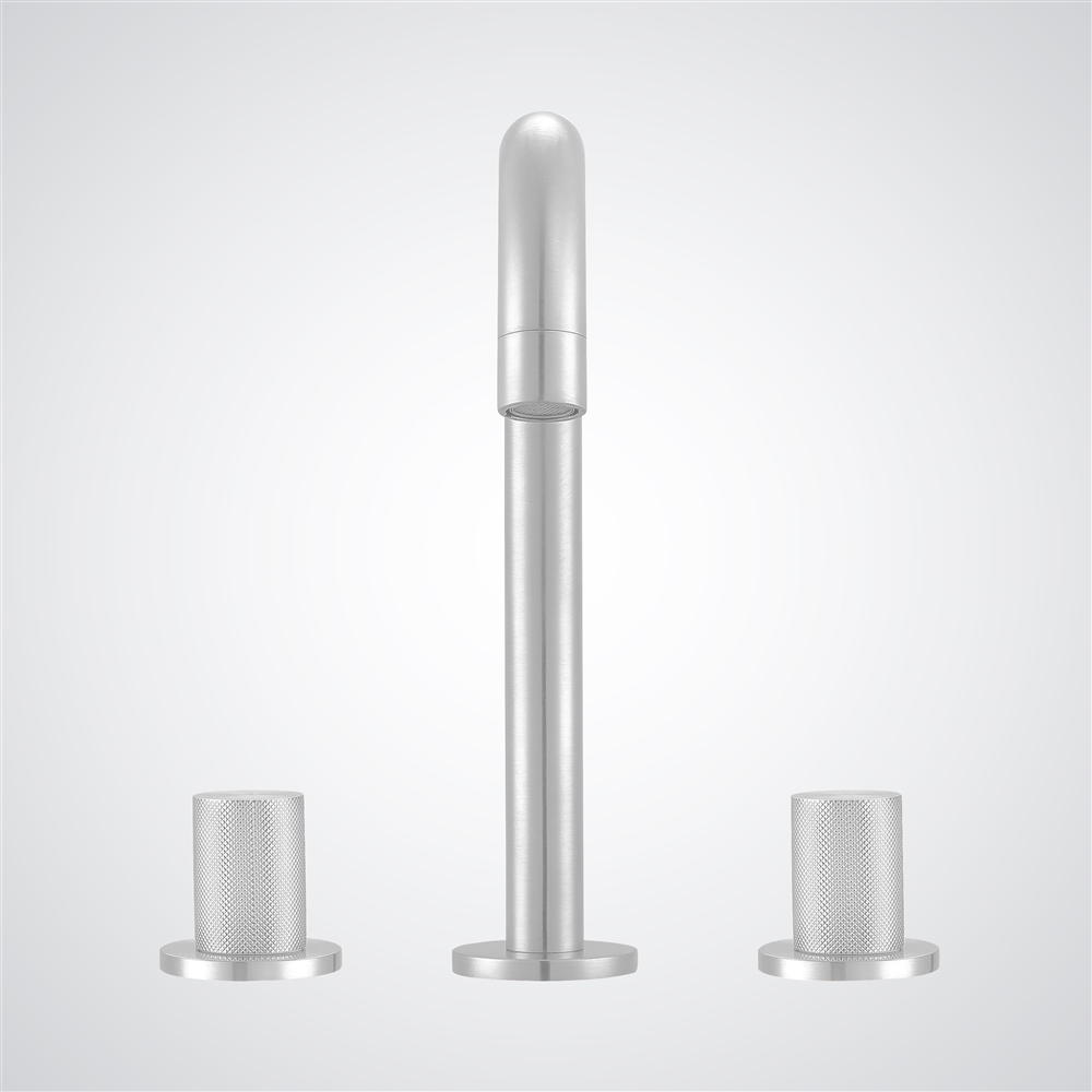 Fontana Bagnara Minimilist Deck Mounted Bathroom Sink Faucet with Dual Knob in Matte White Finish